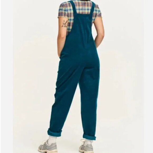 Lucy & Yak Original Organic Corduroy Dungaree Teal Size Medium - Picture 2 of 15